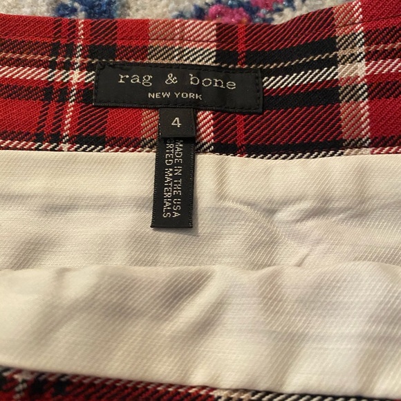 NWOT Rag & Bone Leah red plaid zip mini skirt size 4 - Picture 5 of 7